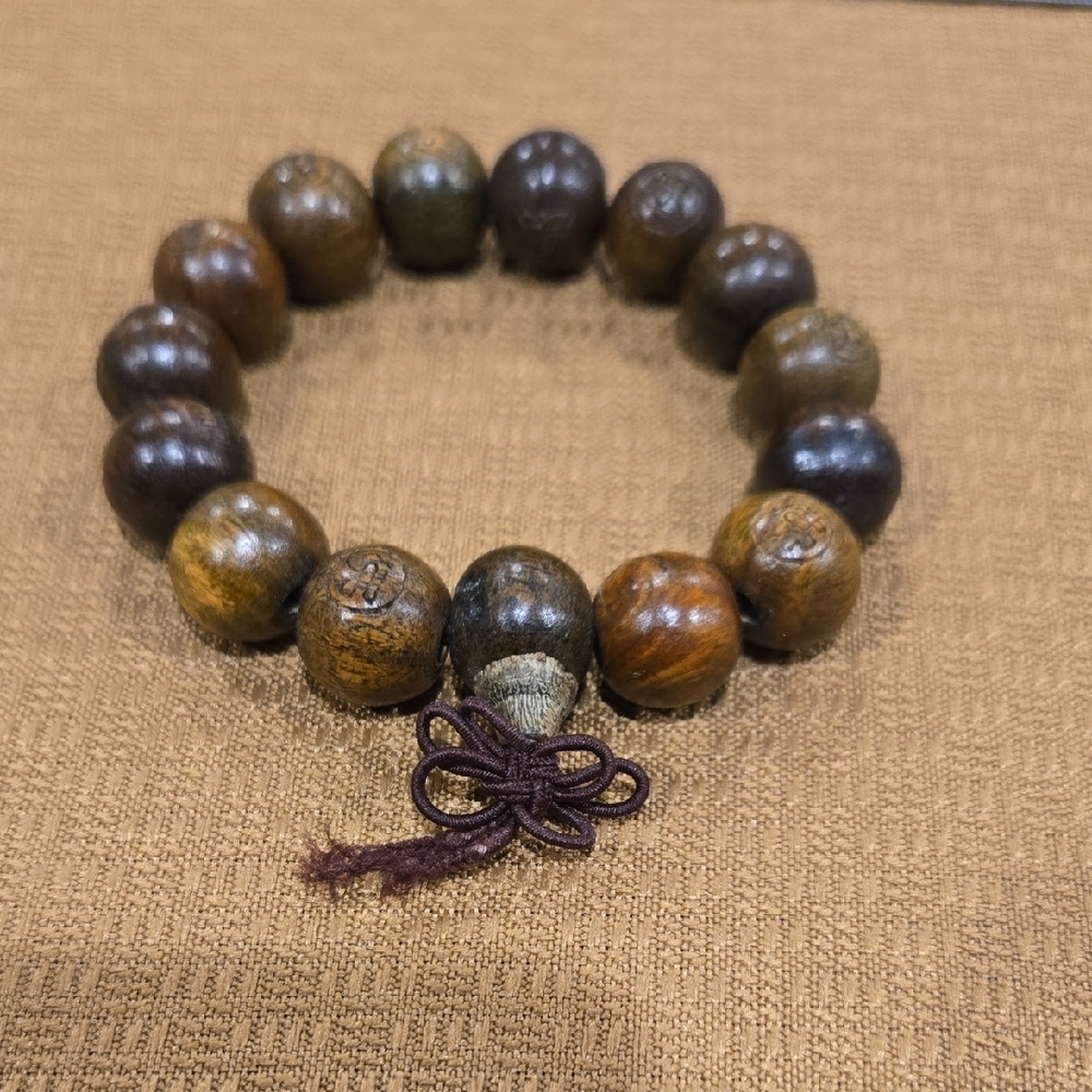 Wooden Bead Bracelet with Tassel